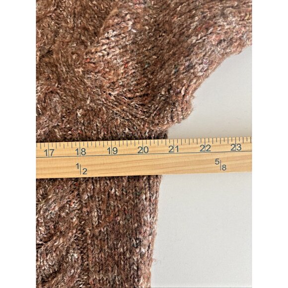 L.L. Bean Women's Wool Blend Sweater Cardigan L Brown Marled Button Front Knit - Picture 4 of 6